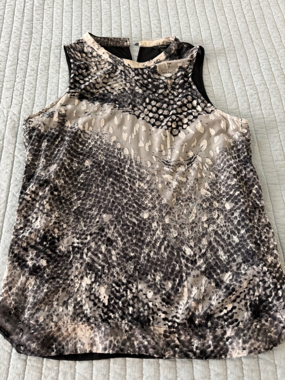 Guess Sleeveless Snake-Print Cami - Black & Cream